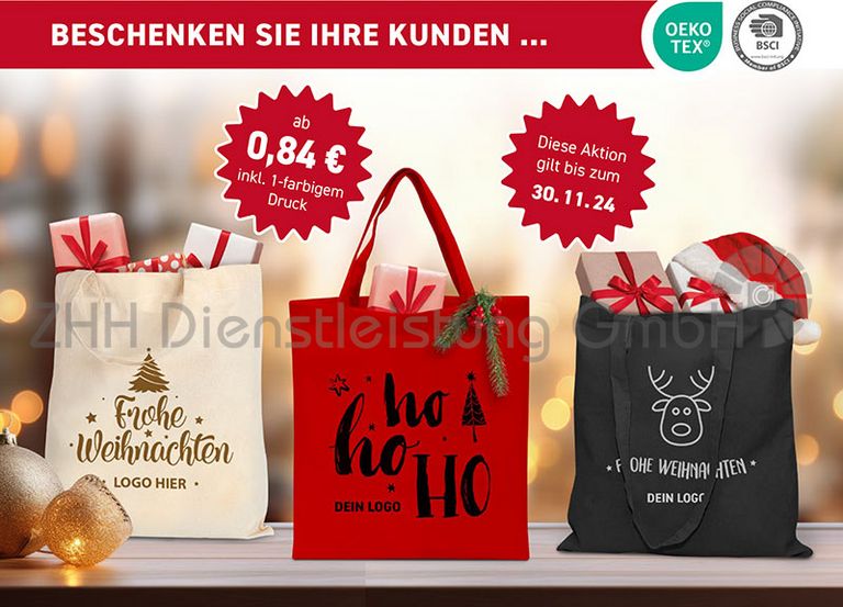 BW-Tasche mit Weihnachtsmotiv